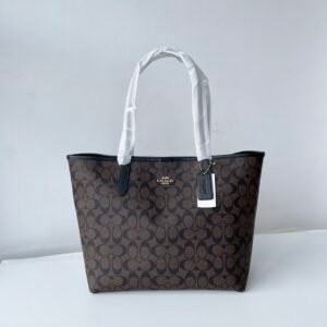 Bolsa Coach – City Tote (Cafe oscuro y negro)